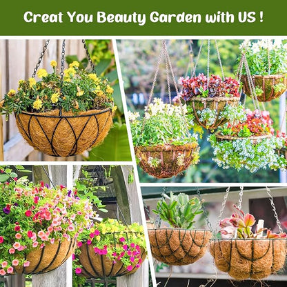 6 Pack 8 Inch Hanging Basket Coco Liners Replacement, 100% Natural Round - Image 7