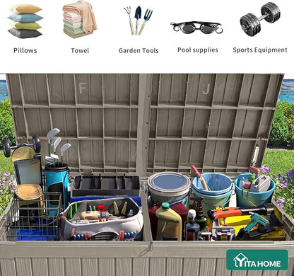 YITAHOME 180 Gallon Large Outdoor Storage XL Deck Box w/Divider - Image 3