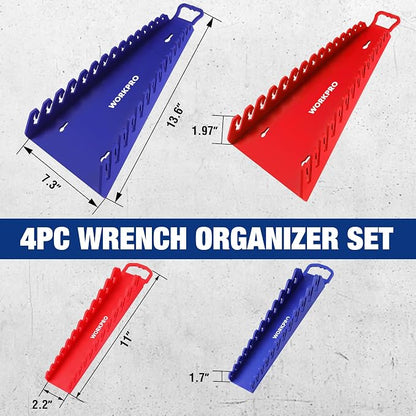 WORKPRO 4-PACK Magnetic Wrench Organizer, Flexible Gripping Teeth and Carrying - Image 2