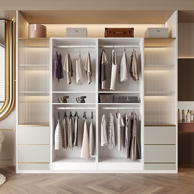 VOWNER 25'' Freestanding Closet System Walk-in Wardrobe Closet Tower | White - Image 8