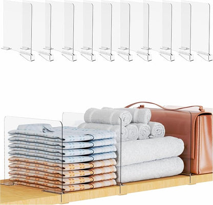 Yieach Adjustable Height Clear Shelf Dividers, 10 Pack Acrylic Closet Shelf by Yieach