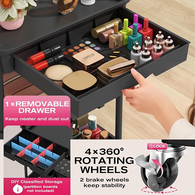 Goovilla Rolling Makeup Organizer Cart - Image 3