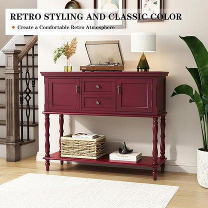 ARTPOWER Console Table with 2 Drawers, Retro Entryway Table with 2 Door - Image 6
