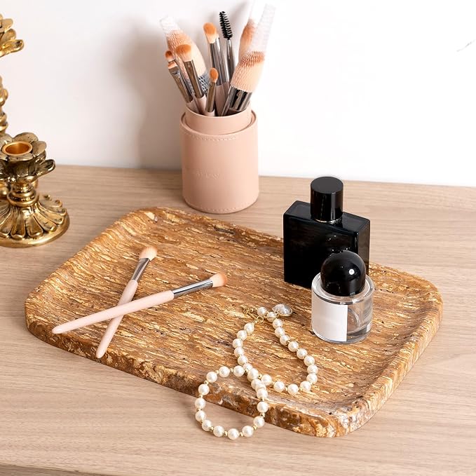 Natural Marble Vanity Tray, 11.8" Travertine/Stone Bathroom Tray Countertop - Image 4