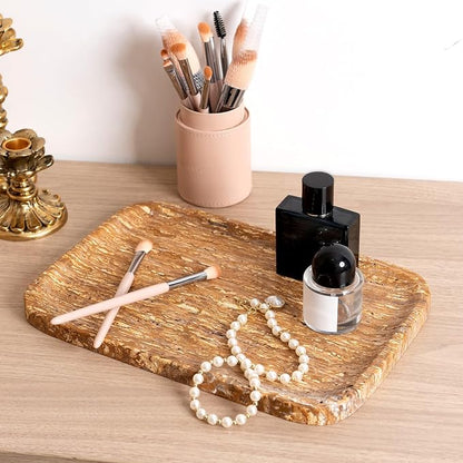 Natural Marble Vanity Tray, 11.8" Travertine/Stone Bathroom Tray Countertop - Image 4