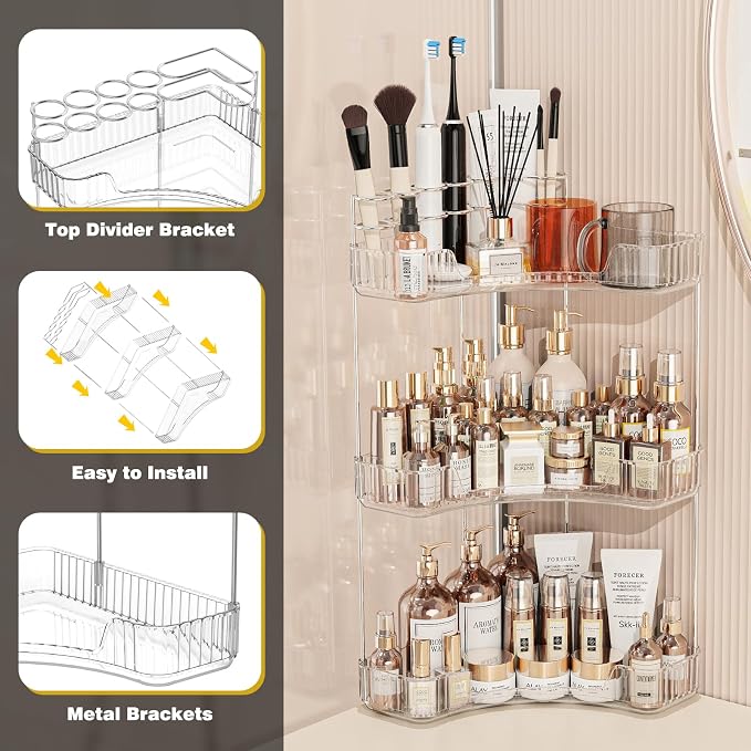 3-Tier Corner Bathroom Counter Organizer - Image 6