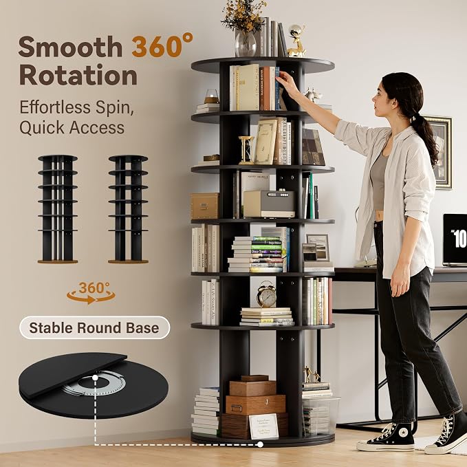 YESHOMY 6-Tier Rotating Shoe Rack Tower, 360° Spinning Vertical Shoe & Handbag - Image 4