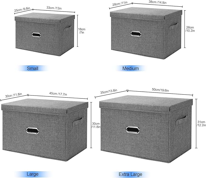 Large Linen Fabric Foldable Storage Bins - Image 7