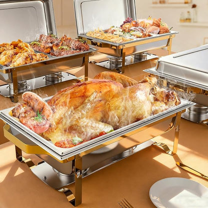 SIOTMERA 9QT Chafing Dishes for Buffet 4 Pack, Rolled Edge Design Food Warmers by SIOTMERA