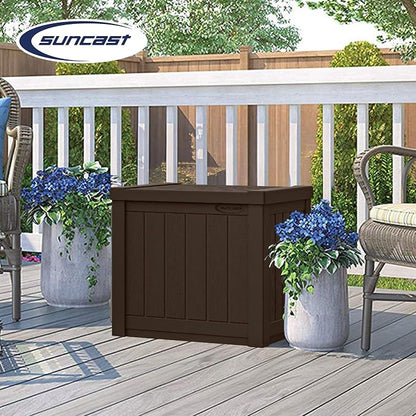 Suncast 17 x 22 Inch Resin 22-Gallon Patio Storage Deck Box, Java Brown - Image 4