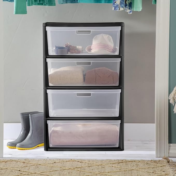 Wide 4 Drawer Tower Plastic Storage Organizer - Image 5