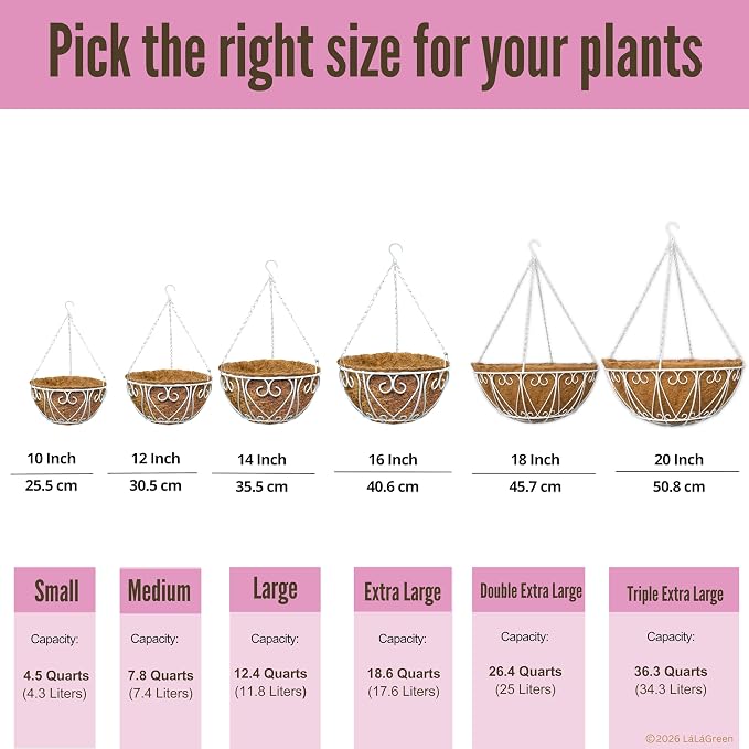 LaLaGreen Hanging Baskets for Plants Extra Large Hanging Flower Pot - Image 3