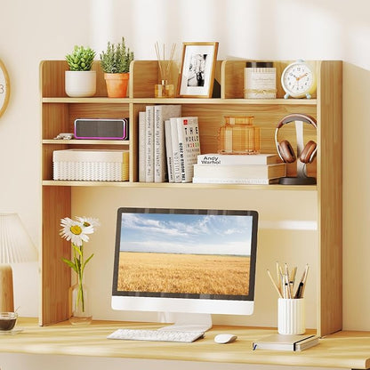 Tangkula Desktop Bookshelf for Computer Up to 32”, 37” Countertop Storage Hutch - Image 3