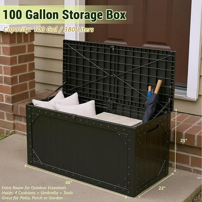 TARKARI 100 Gallon Lockable Resin Deck Box, Waterproof & UV-Resistant Outdoor - Image 2