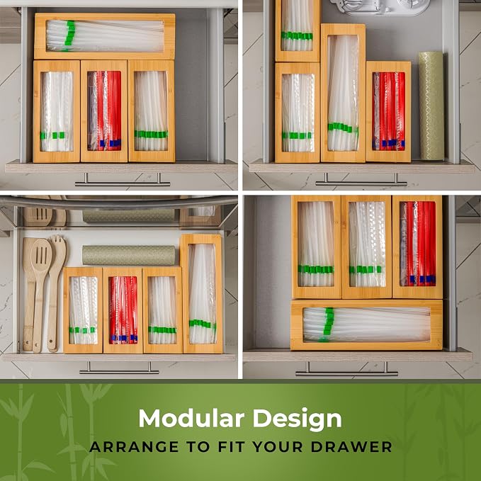 Storage Bag Organizer, Bamboo Baggie Organizer - Image 7