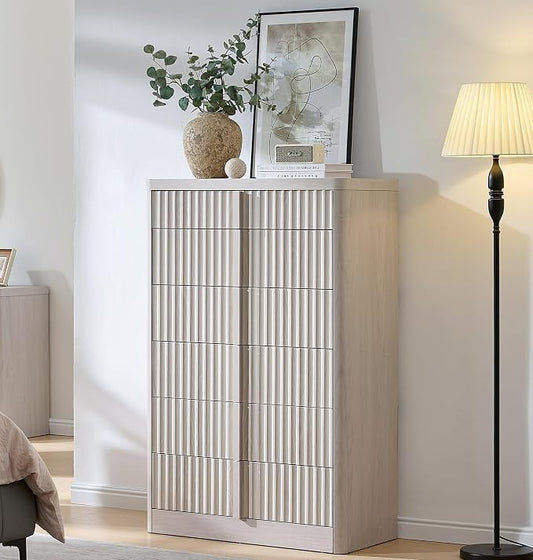 Fluted Dresser for Bedroom, Chest of Drawers, Curved Profile Design, Modern by YANSNWO