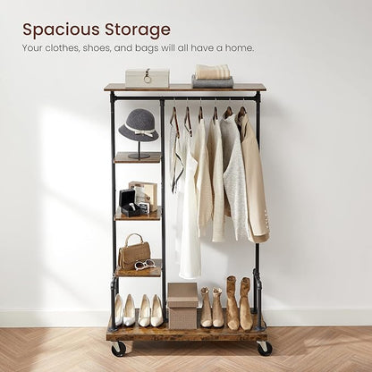 VASAGLE Clothes Rack, Clothing Garment Rack on Wheels, Rolling Clothes Organizer - Image 3