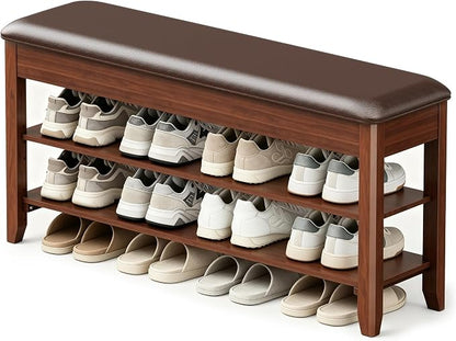 LBT Solid Wood Entryway Shoe Rack Bench by LBT