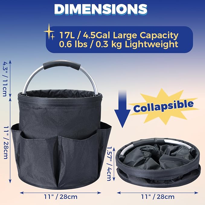 NATGAI Cleaning Caddy with Handle, 17L Foldable Cleaning Supply Caddy, Portable - Image 2
