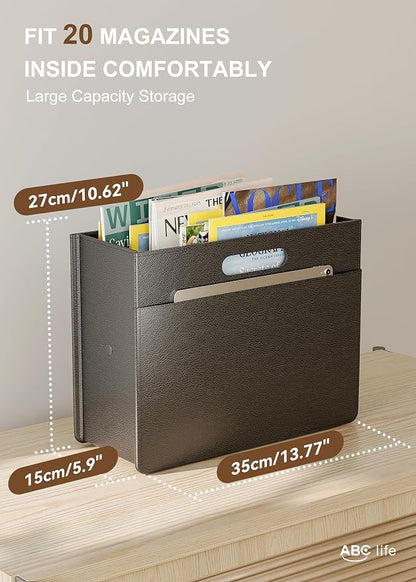 ABC life Magazine Holder Stable Magazine Rack Floor, Foldable PU Leather - Image 2