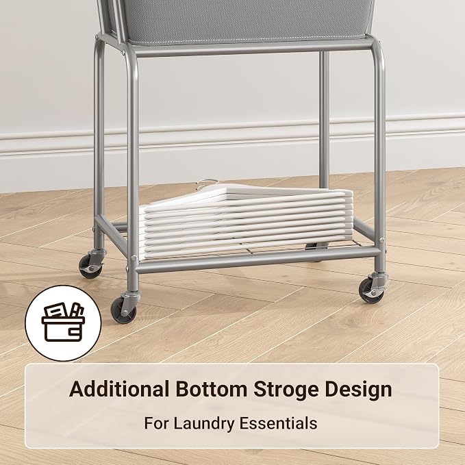 ELYKEN Laundry Cart with Wheels, Rolling Laundry Hamper with Removable Bag and - Image 6