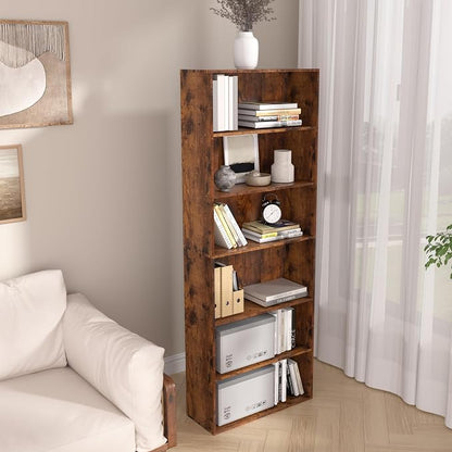 6 Tier Book Shelf，Wooden 6 Cube Storage Organizer, Low Bookcase Storage Display - Image 6