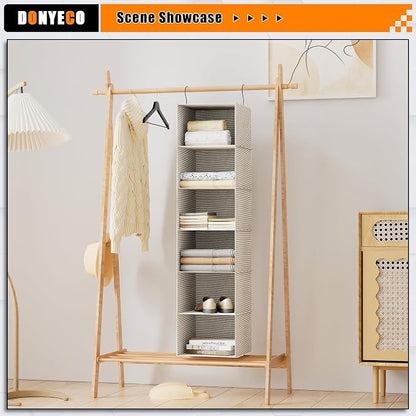 Hanging Closet Organizer, Easy Mount Foldable 6-Shelf Hanging Closet Wardrobe - Image 6