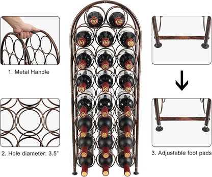 PAG 23 Bottles Arched Freestanding Floor Metal Wine Rack Wine Bottle Holders - Image 3