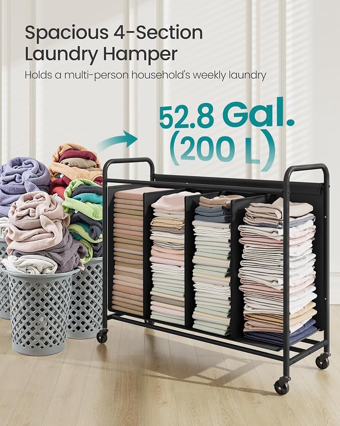 SONGMICS 4-Section Laundry Sorter, Laundry Hamper - Image 3