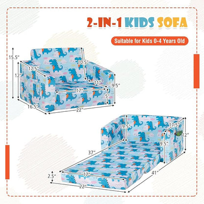 COSTWAY Kids Sofa, 2-in-1 Convertible Sofa to Lounger - Image 3