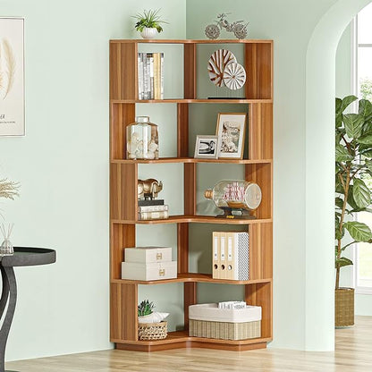 Tribesigns 6 Tier Corner Bookshelf, 64.9 Inches Tall Industrial L Shaped by Tribesigns