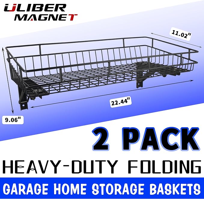 ULIBERMAGNET Large Folding Garage Shelf, Heavy Duty Wire Basket Storage Shelving - Image 6