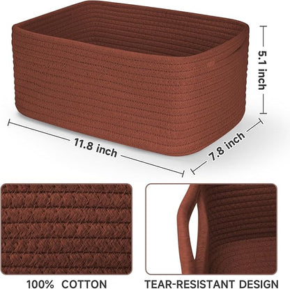 3-Pack Shelf Baskets for Organizing, Closet Organizer Bins, Small Woven Baskets - Image 3