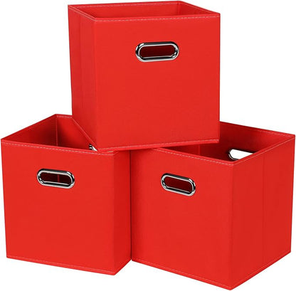 Black Fabric Cubby Storage Bins, Cube Organizer Bin Foldable Storage Boxes by Yunkeeper