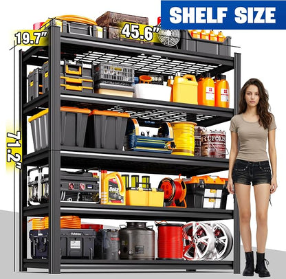 6 Pack Garage Shelving 5-Tier Heavy Duty Storage Shelves, Tool-Free Adjustable - Image 2