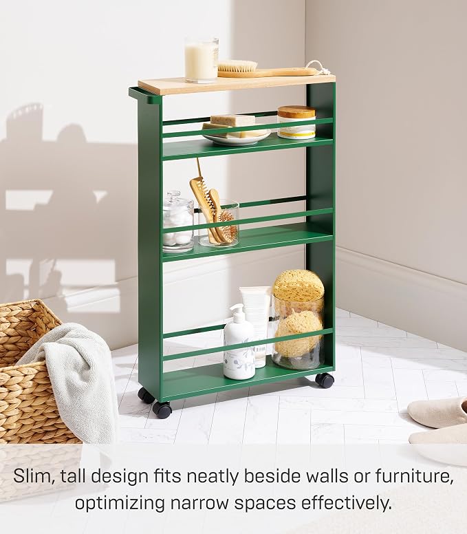 YAMAZAKI Home Slim Rolling Storage Cart – Narrow Kitchen Storage Cabinet - Image 6