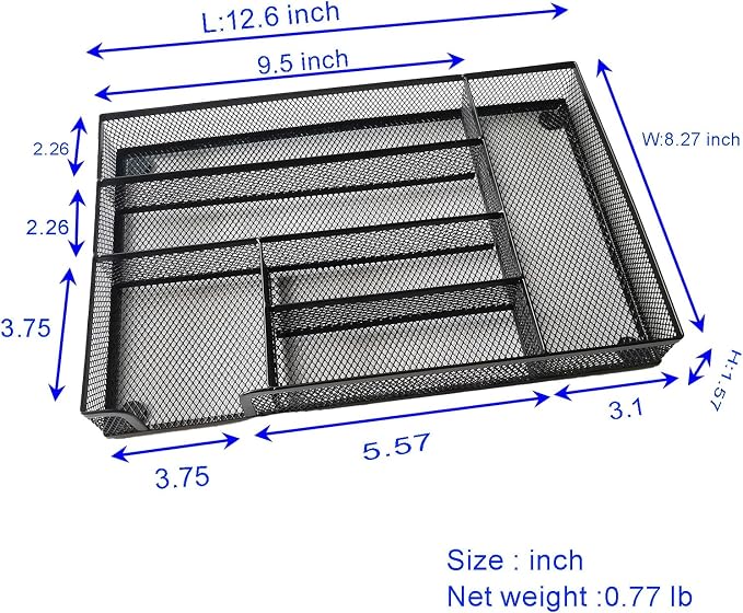 Desk Drawer Organizer Metal Mesh Drawer Organizer Tray - Image 7