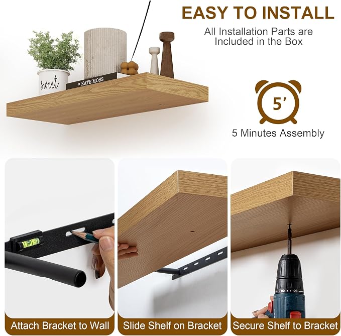 30 Inch Floating Shelves, Rustic Floating Wall Shelves 8 Inch Deep, 30 x 8 - Image 8