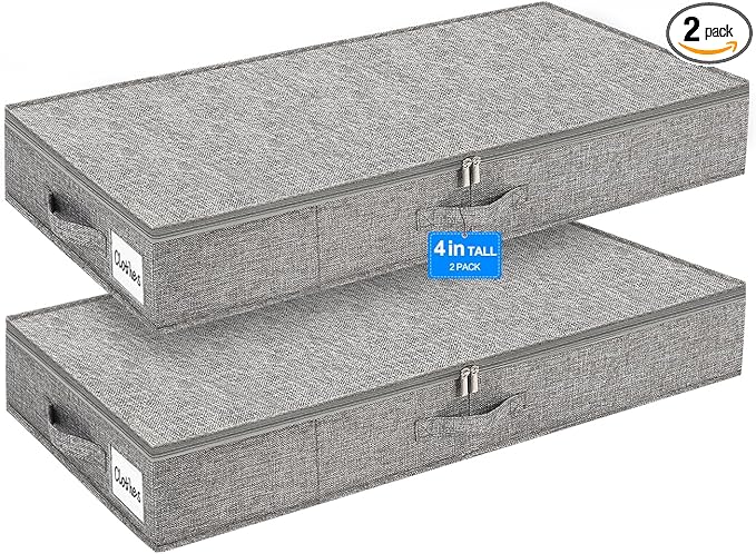 punemi Low Profile Under Bed Storage, 4 Inch Height Underbed Storage Containers by Punemi