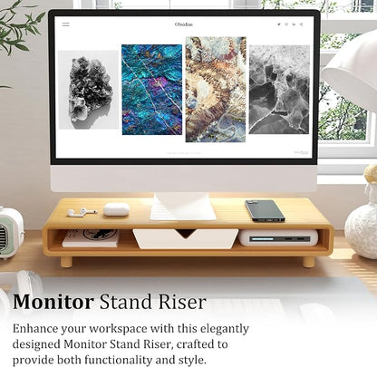 Homerays Monitor Stand with Drawer, Exquisite Computer Monitor Stand - Image 6