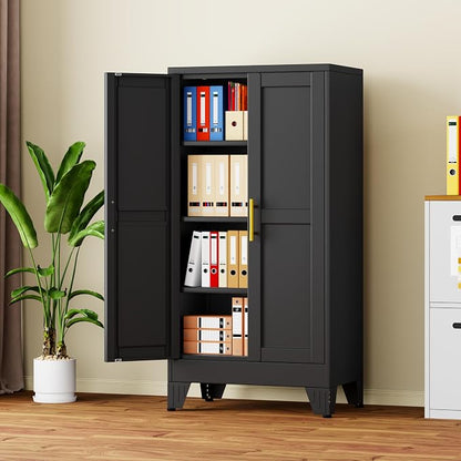 47" Black Metal Storage Cabinet - Image 2