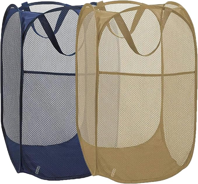 2 Pack Collapsible Pop Up Laundry Hamper, Large Capacity Mesh Laundry Basket by Aplter