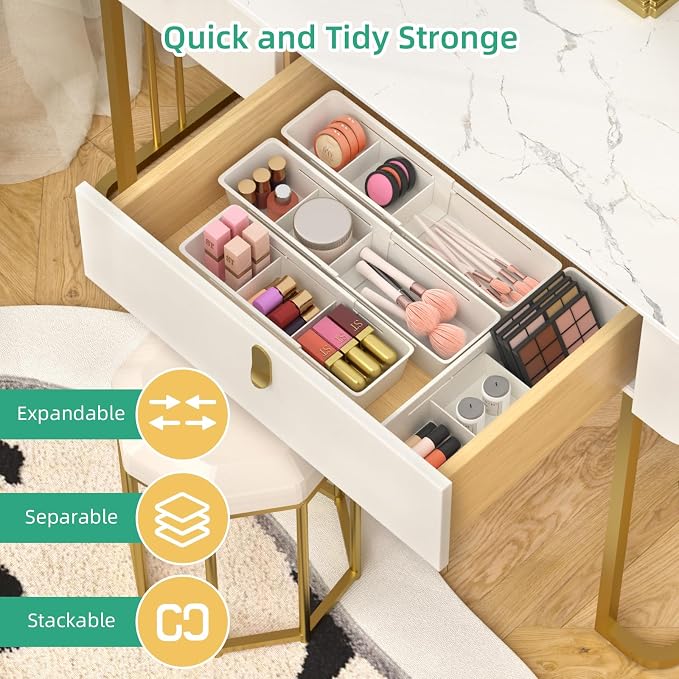 Desk Drawer Organizer Tray, 4 Pack Expandable Drawer Organizer - Image 7