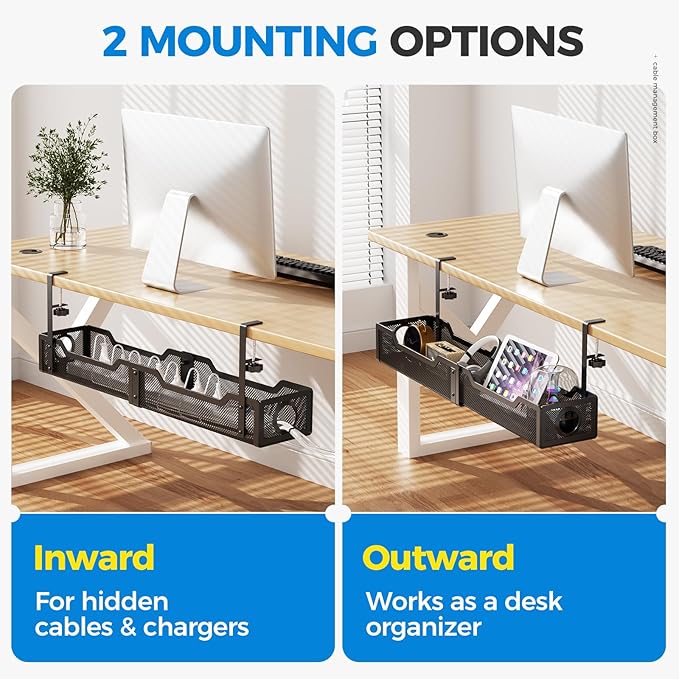 25" Extra Large Under Desk Cable Management, Cinati Wire Organizers No Drill - Image 6