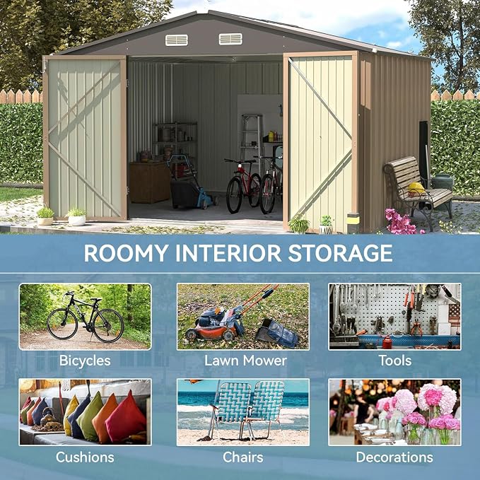 Patiowell 10x8 FT Outdoor Storage Shed, Large Metal Tool Garden Sheds - Image 5