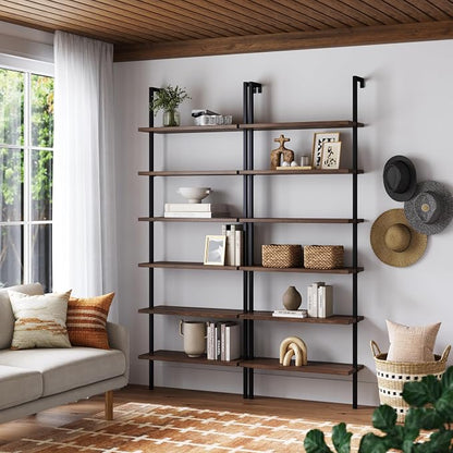 Nathan James Theo 6-Shelf Tall Bookcase, Wall Mount Bookshelf - Image 3