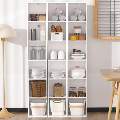 White Cube Shelf, 6 Cube Storage Organizer, 6-Tier Freestanding Low Bookshelf - Image 2