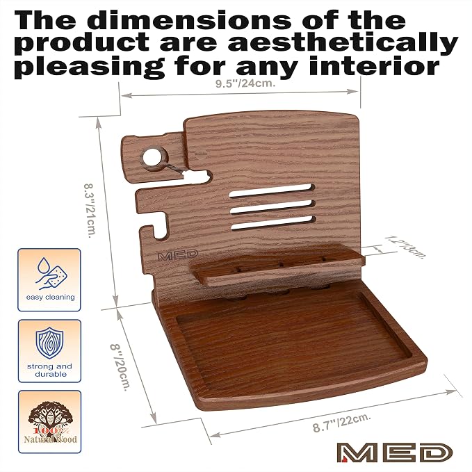MED Wood Phone Docking Station – Nightstand Desk Organizer - Image 4