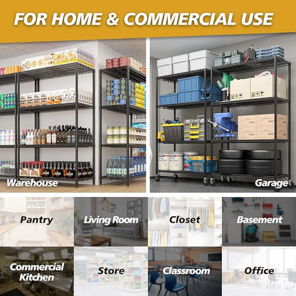 Karl home Heavy Duty 5-Tier Storage Shelving, 74.02"H x 59.06"W x 17.72"D - Image 6