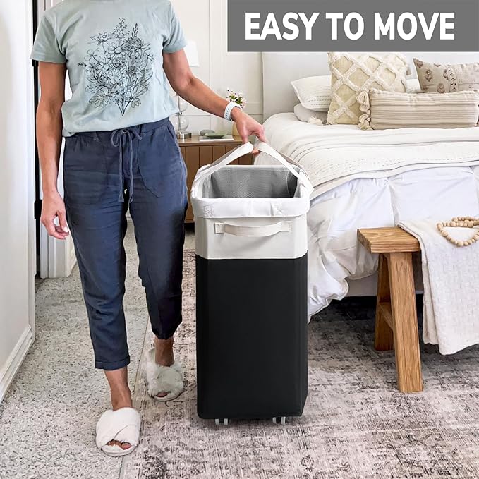 Goodpick Hamper with Wheels 75L 2-Pack, Tall Laundry Basket with Removable Wash - Image 6